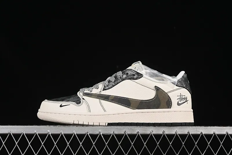 All Categories Air Jordan Jordan Series Basketball Shoes Air Jordan 1 Low High-end Customized Low-top Sneakers Travis Scott x Fragment Design x Air Jordan 1 Low OG SP AJ1 Stussi Co-branded Double Camouflage Hook Low-top Cultural Casual Sneakers XS7089-548